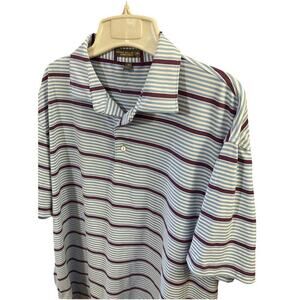 Peter Millar Mens Summer Comfort Golf Polo Shirt Sz L Striped Blue Stretch